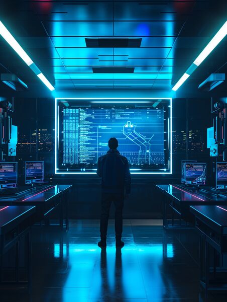 Editorial illustration of a security operations team reviewing user activity alerts on multiple screens while a manager discusses insider risk indicators in a modern office.